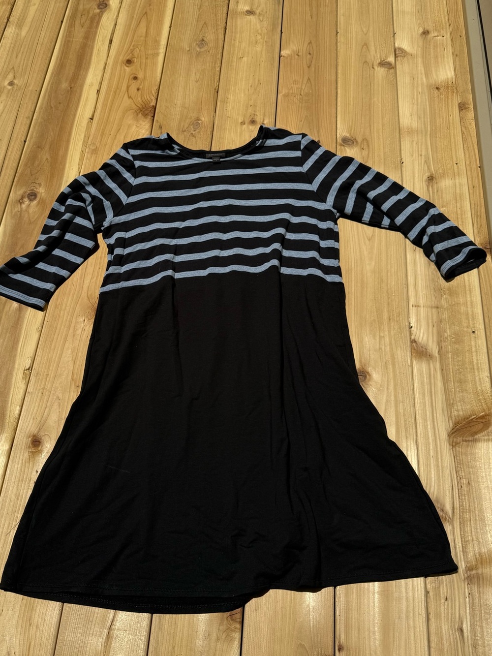 JJill Striped Top Half Black Swing Dress